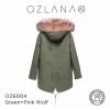 OZLANA AU192028 皮草大衣 绿色外套 粉色郊狼毛 防泼水防褪色 