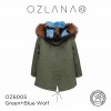 ozlana 皮草大衣 孔雀蓝狐狸毛 防泼水防褪色 绿色外套