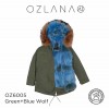 ozlana 皮草大衣 孔雀蓝狐狸毛 防泼水防褪色 绿色外套