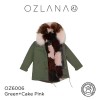 ozlana 皮草大衣 蛋糕粉狐狸毛 防泼水防褪色 绿色外套