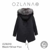 OZLANA AU192003 皮草大衣 黑色外套 银色狐狸毛 情侣款 防泼水防褪色 