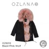 OZLANA AU202005 乌托邦系列 皮草派克大衣 黑色外套 经典粉色狐狸毛 