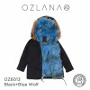 ozlana 皮草大衣 孔雀蓝狐狸毛 防泼水防褪色 黑色外套