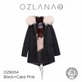 ozlana 皮草大衣 蛋糕粉狐狸毛 防泼水防褪色 黑色外套