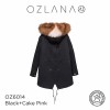 ozlana 皮草大衣 蛋糕粉狐狸毛 防泼水防褪色 黑色外套