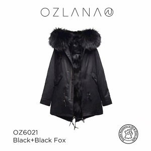 OZLANA AU192002 黑色外套 芬兰黑狐狸毛 防泼水防褪色