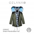 ozlana 熊猫系列  蓝黑狐狸毛 绿色外套 防泼水防褪色	